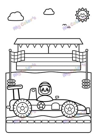 Coloriage La voiture de course à imprimer
