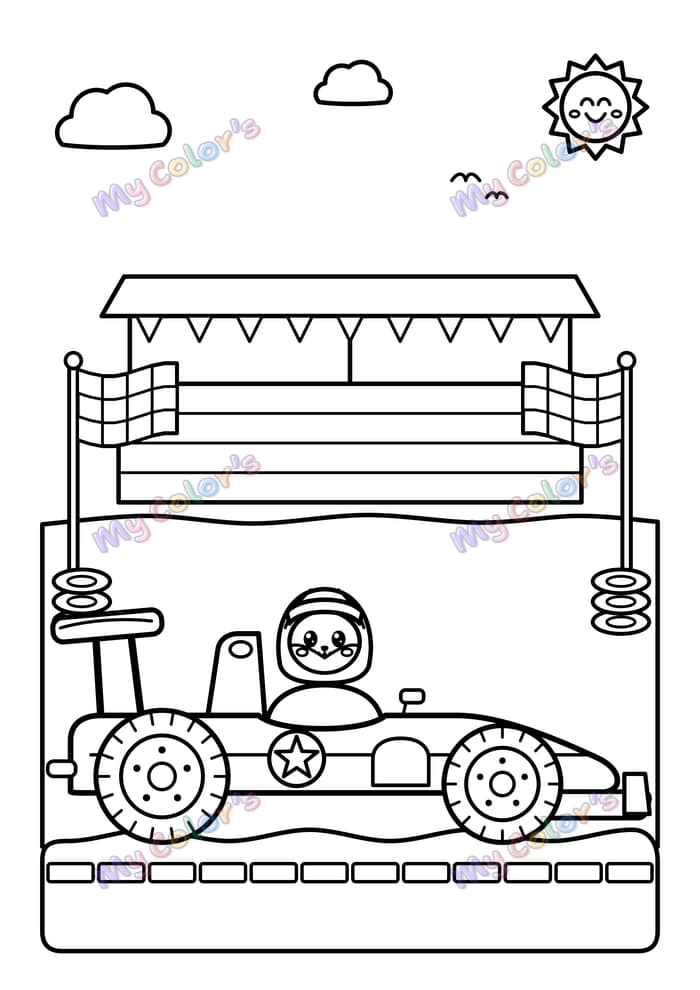 Coloriage La voiture de course à imprimer