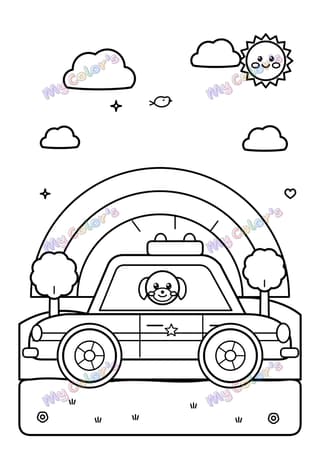 Coloriage La voiture de police à imprimer