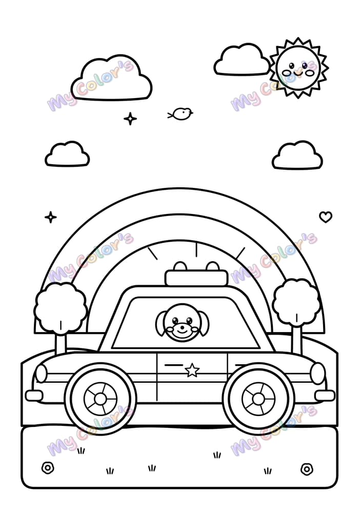 Coloriage La voiture de police à imprimer