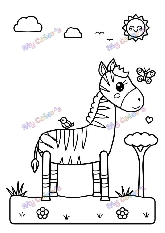 Coloriage Le zèbre rayé à imprimer